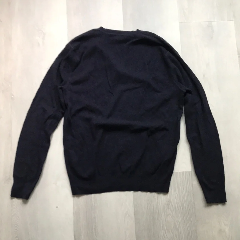 J CREW HENLEY WOOL HENLEY LONG SLEEVE NAVY PULLOVER WOMENS LARGE